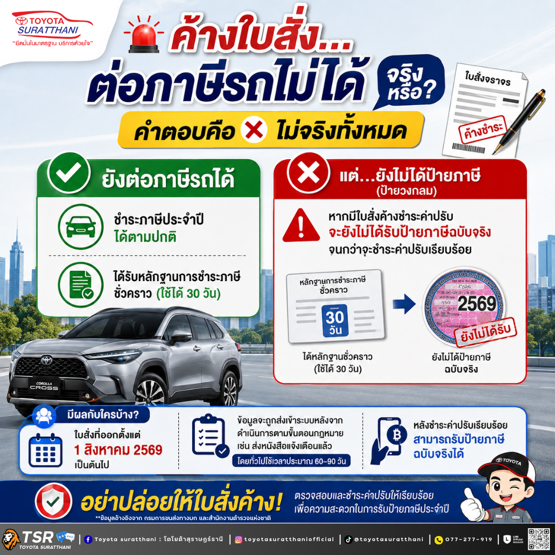 ค้างใบสั่ง ต่อภาษีรถไม่ได้ จริงหรือ ?
